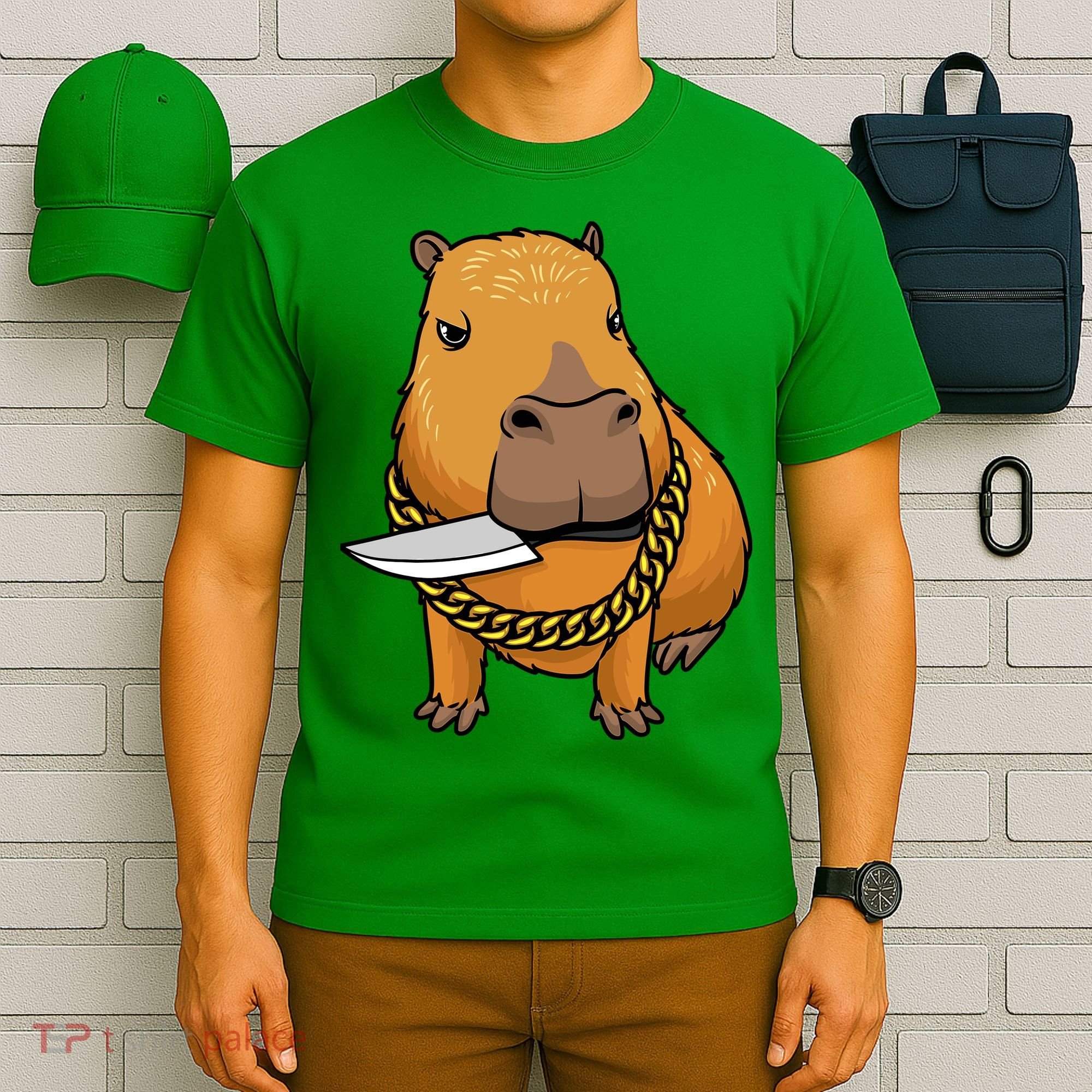 Capybara With Knife Funny Rodent T-Shirt