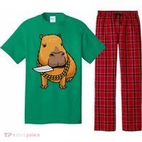 Capybara With Knife Funny Rodent Pajama Set thumb 0