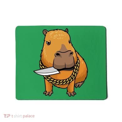 Capybara With Knife Funny Rodent Mousepad
