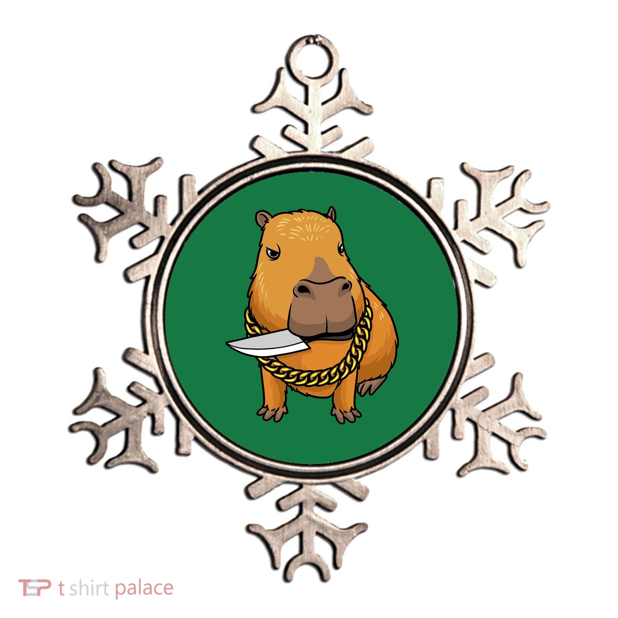 Capybara With Knife Funny Rodent Ornament