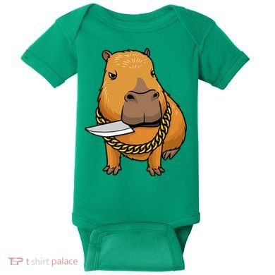 Capybara With Knife Funny Rodent Baby Bodysuit