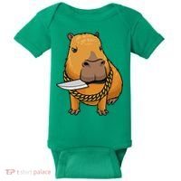 Capybara With Knife Funny Rodent Baby Bodysuit thumb 0