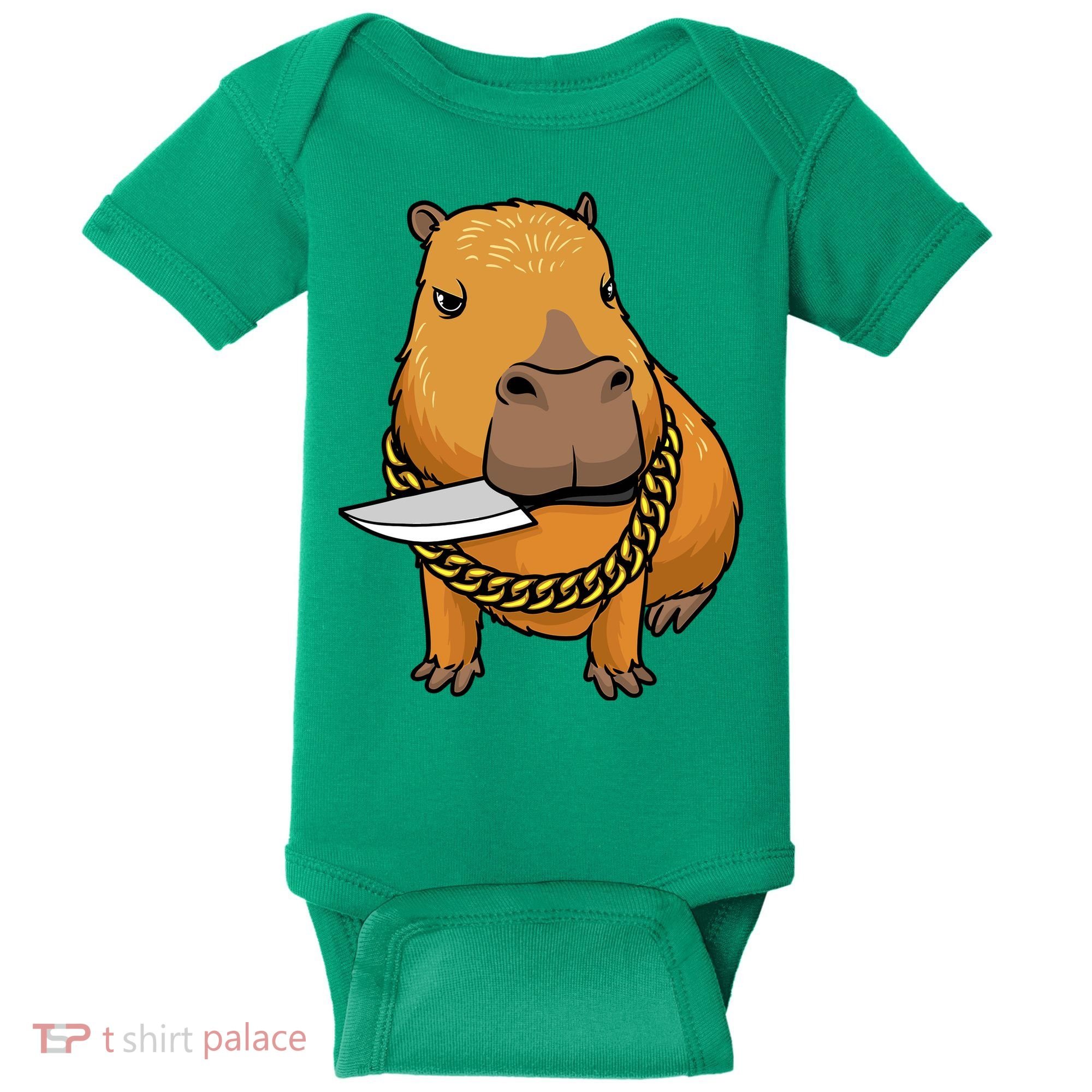 Capybara With Knife Funny Rodent Baby Bodysuit