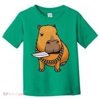 Capybara With Knife Funny Rodent Toddler T-Shirt thumb 0