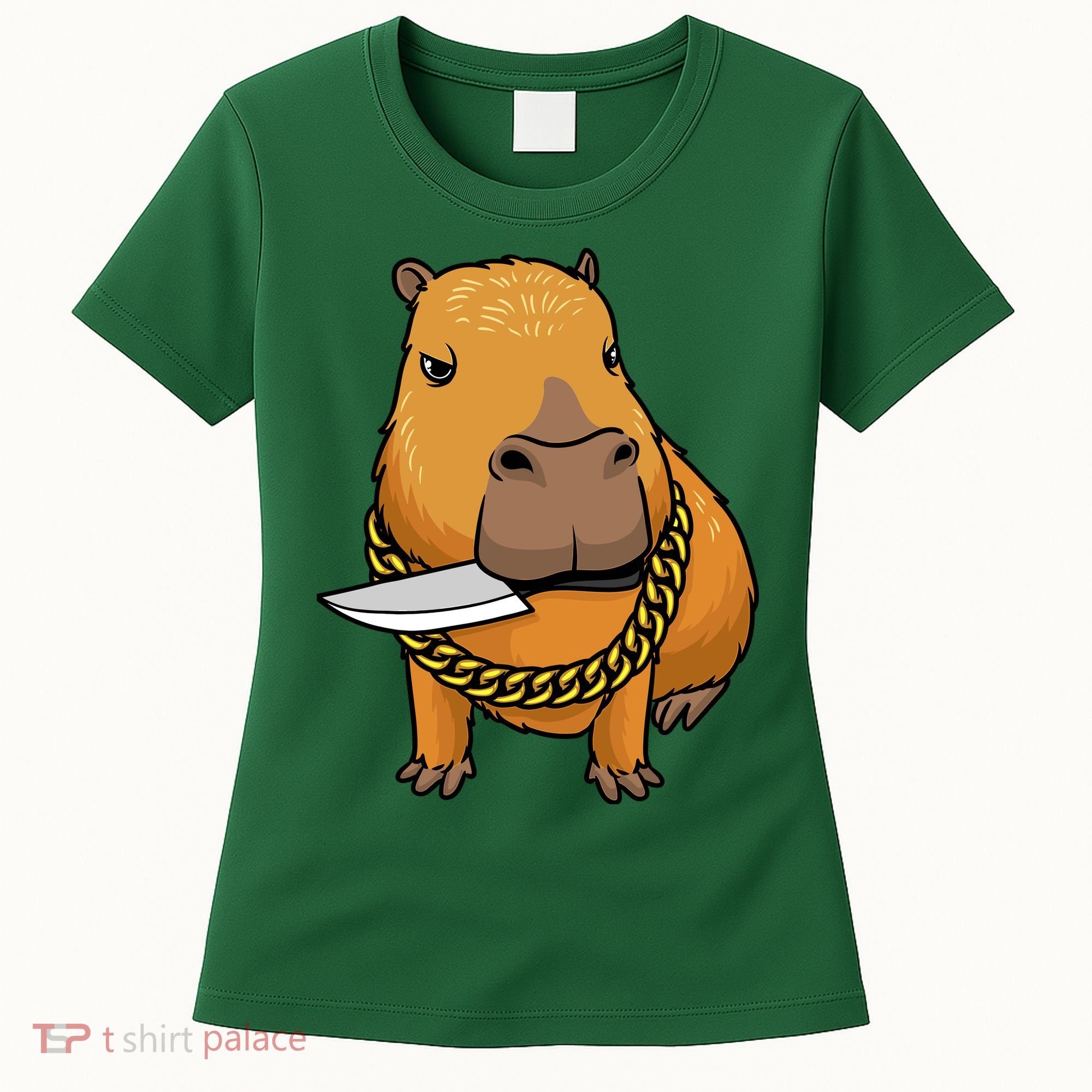 Capybara With Knife Funny Rodent Women's T-Shirt