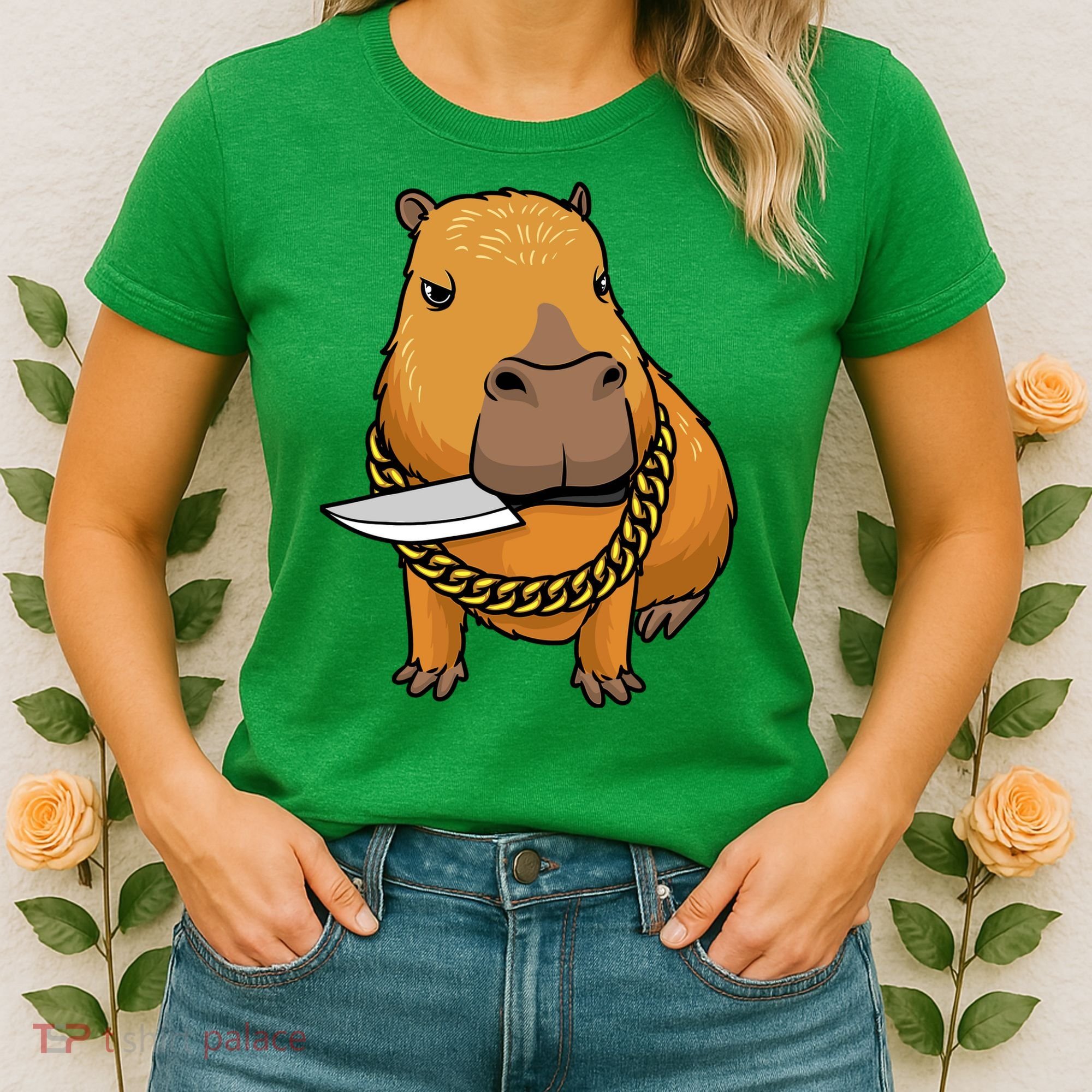 Capybara With Knife Funny Rodent Women's T-Shirt