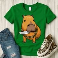 Capybara With Knife Funny Rodent Women's T-Shirt thumb 3