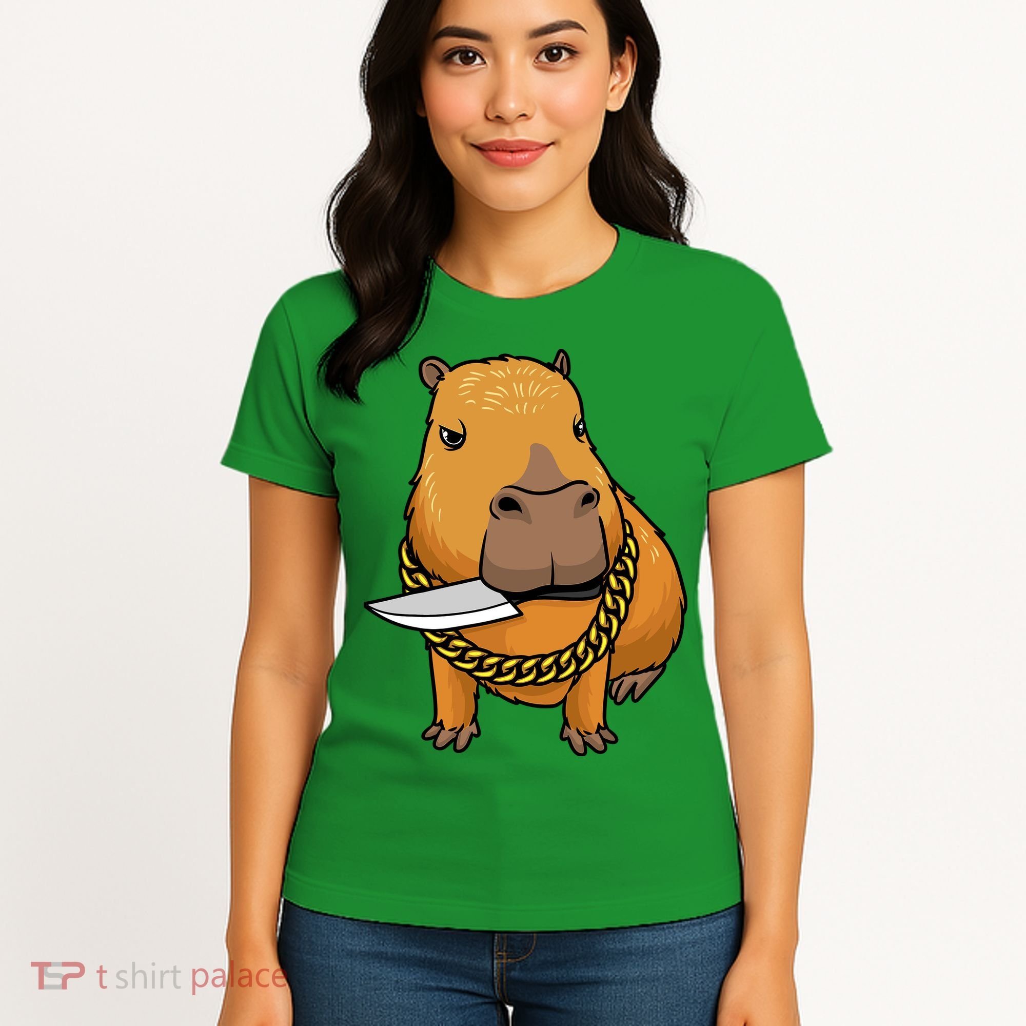 Capybara With Knife Funny Rodent Women's T-Shirt