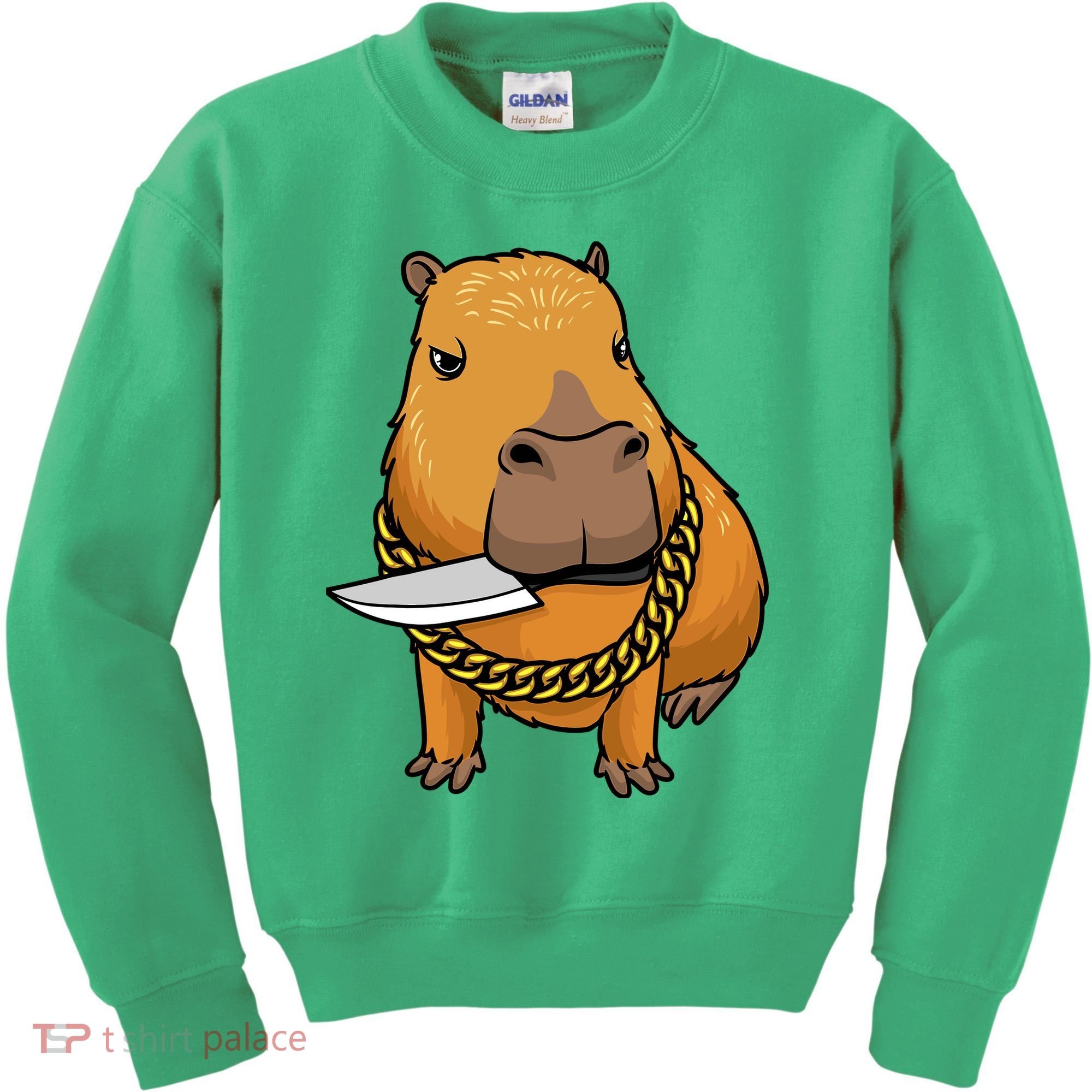 Capybara With Knife Funny Rodent Kids Sweatshirt