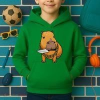 Capybara With Knife Funny Rodent Kids Hoodie thumb 2