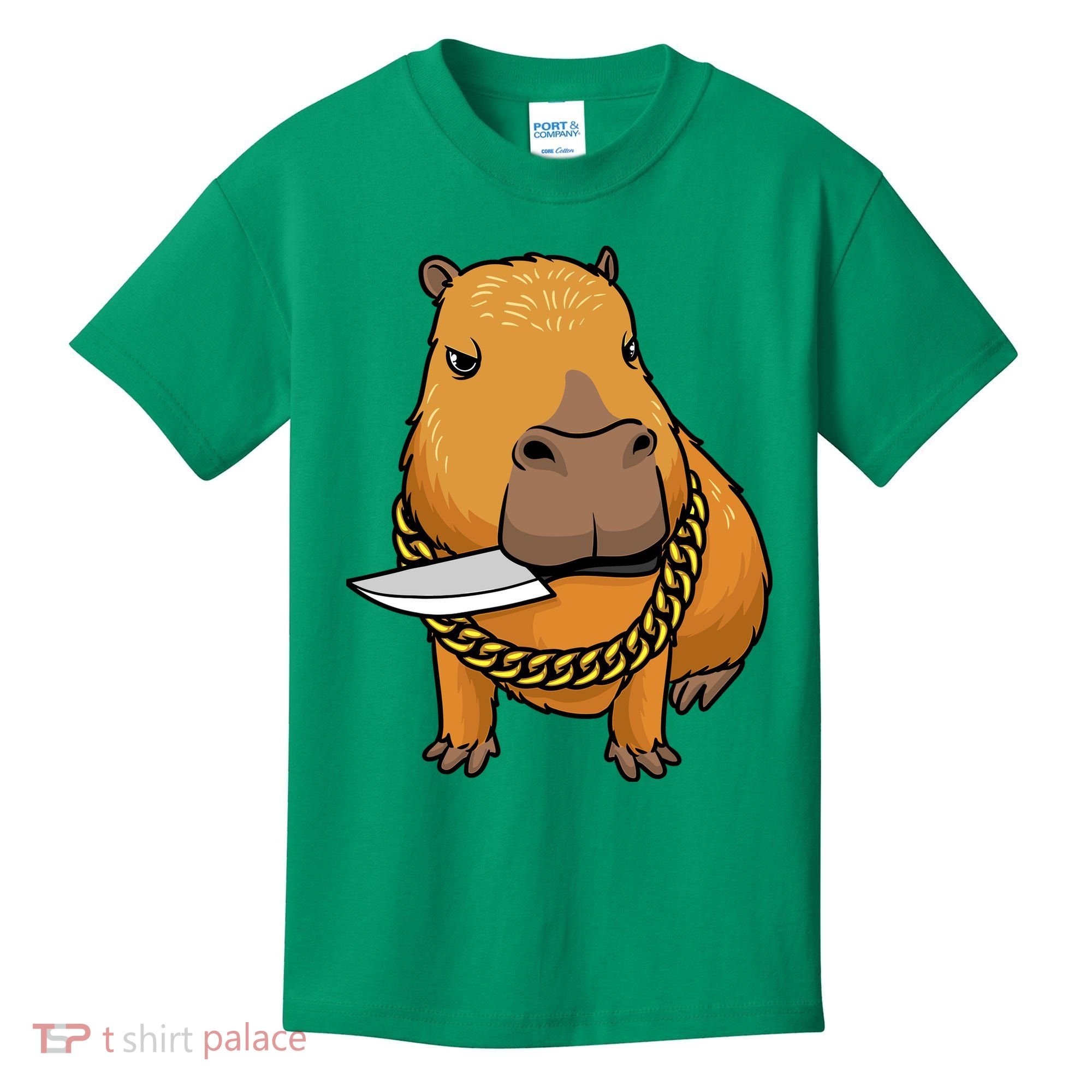 Capybara With Knife Funny Rodent Kids T-Shirt