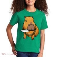 Capybara With Knife Funny Rodent Kids T-Shirt thumb 2