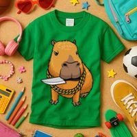 Capybara With Knife Funny Rodent Kids T-Shirt thumb 3