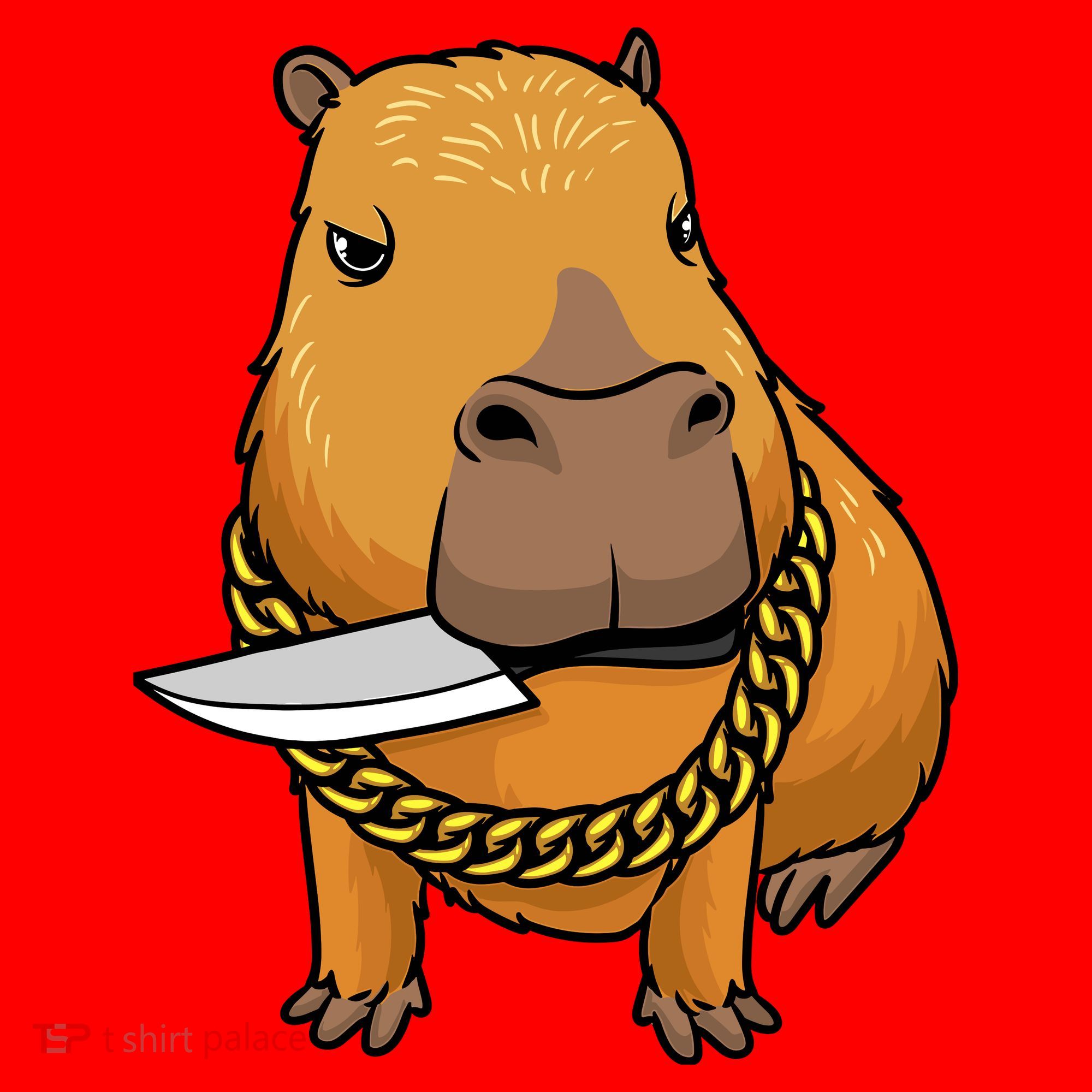 Capybara With Knife Funny Rodent Santa Hat