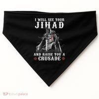 Christian Warrior Knight Templar Raise You A Crusader  USA-Made Doggie Bandana thumb 0