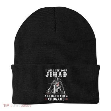 Christian Warrior Knight Templar Raise You A Crusader  Beanie