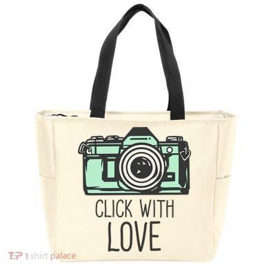 Click With Love With Camera Tote Bag