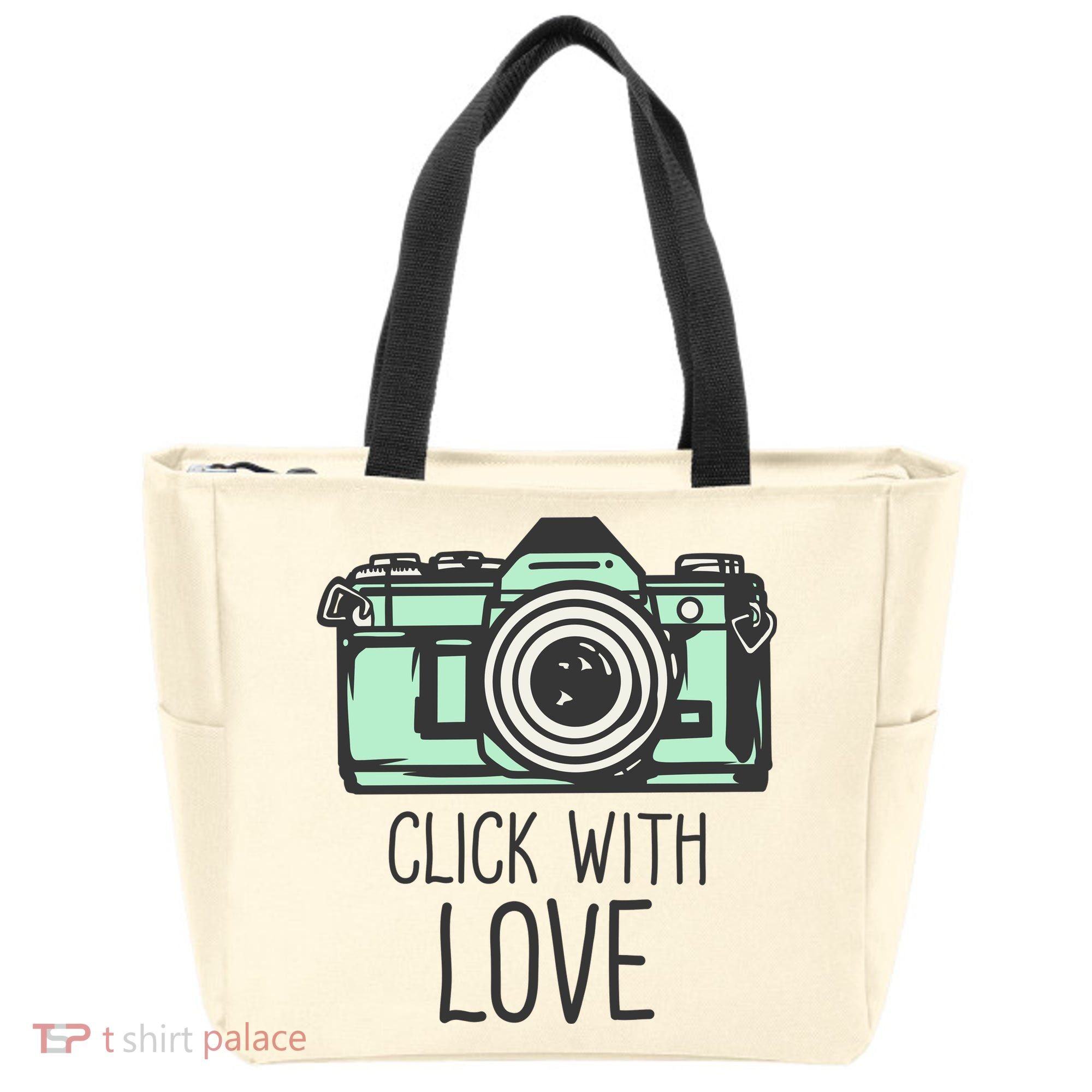 Click With Love With Camera Tote Bag