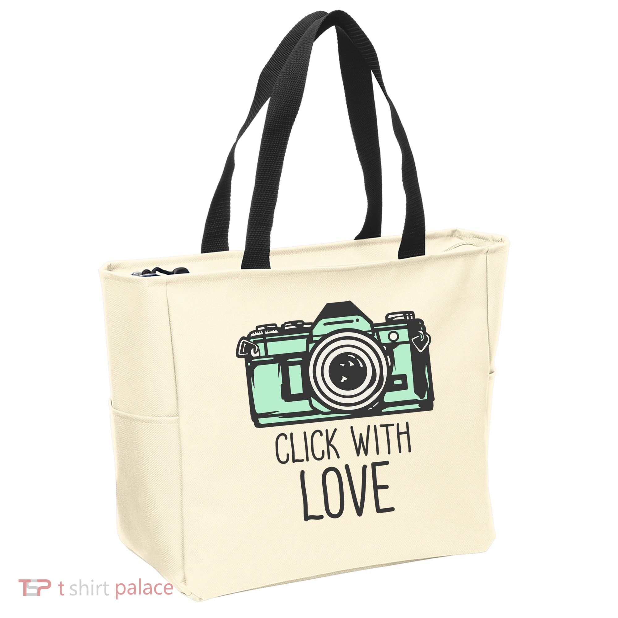 Click With Love With Camera Tote Bag