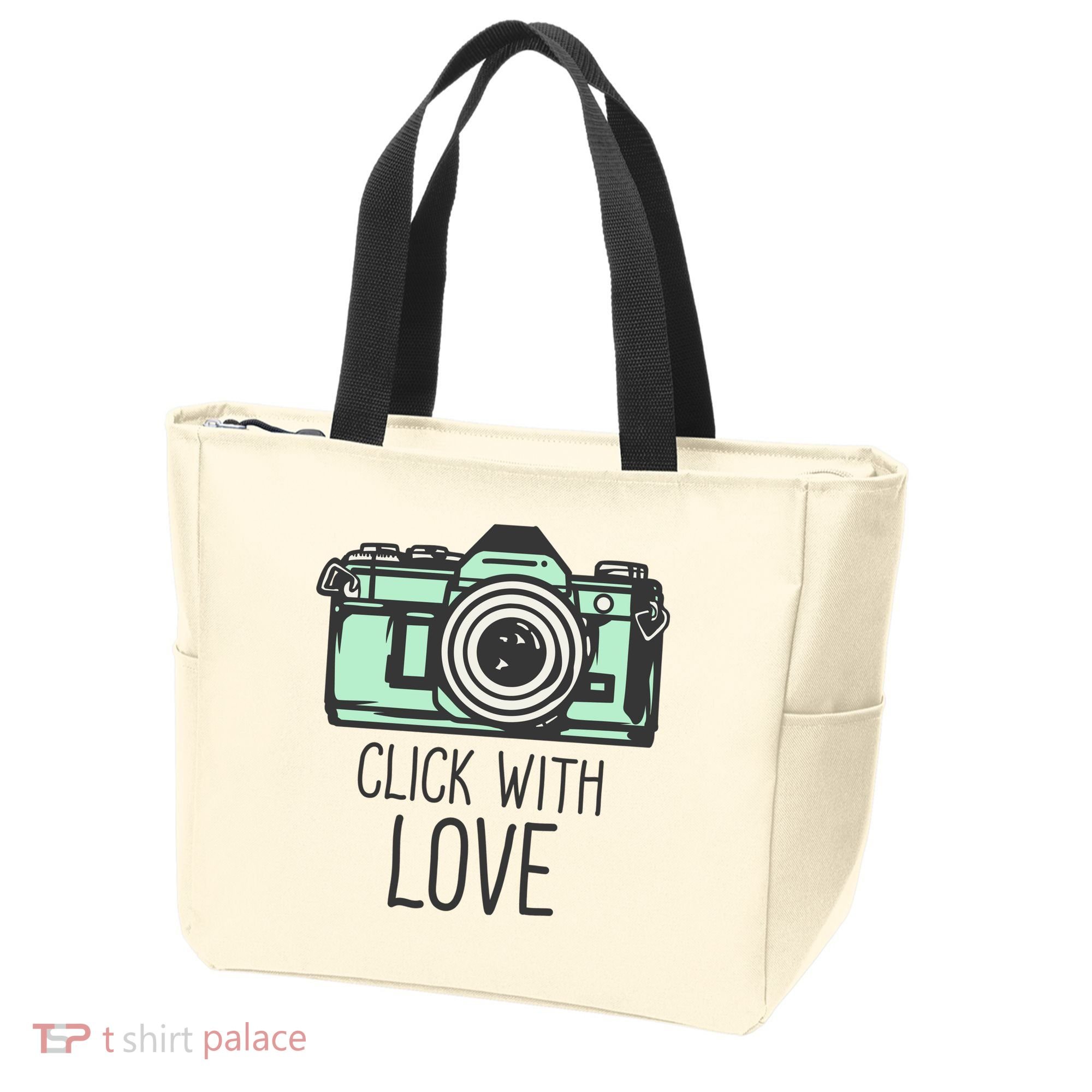 Click With Love With Camera Tote Bag
