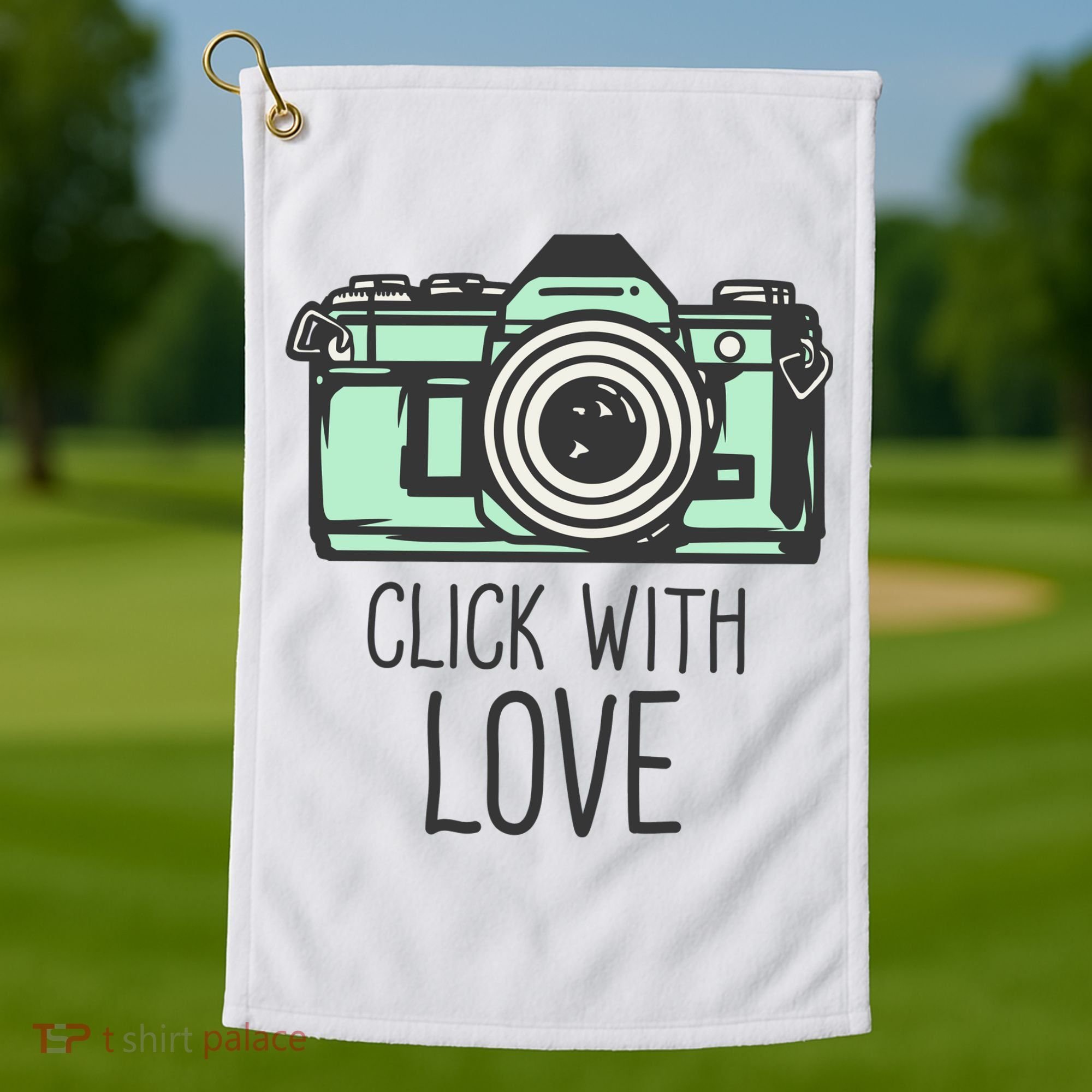 Click With Love With Camera Golf Towel