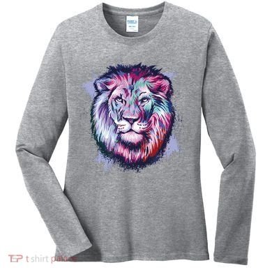 Colorful Wild Lion Women's Long Sleeve Shirt