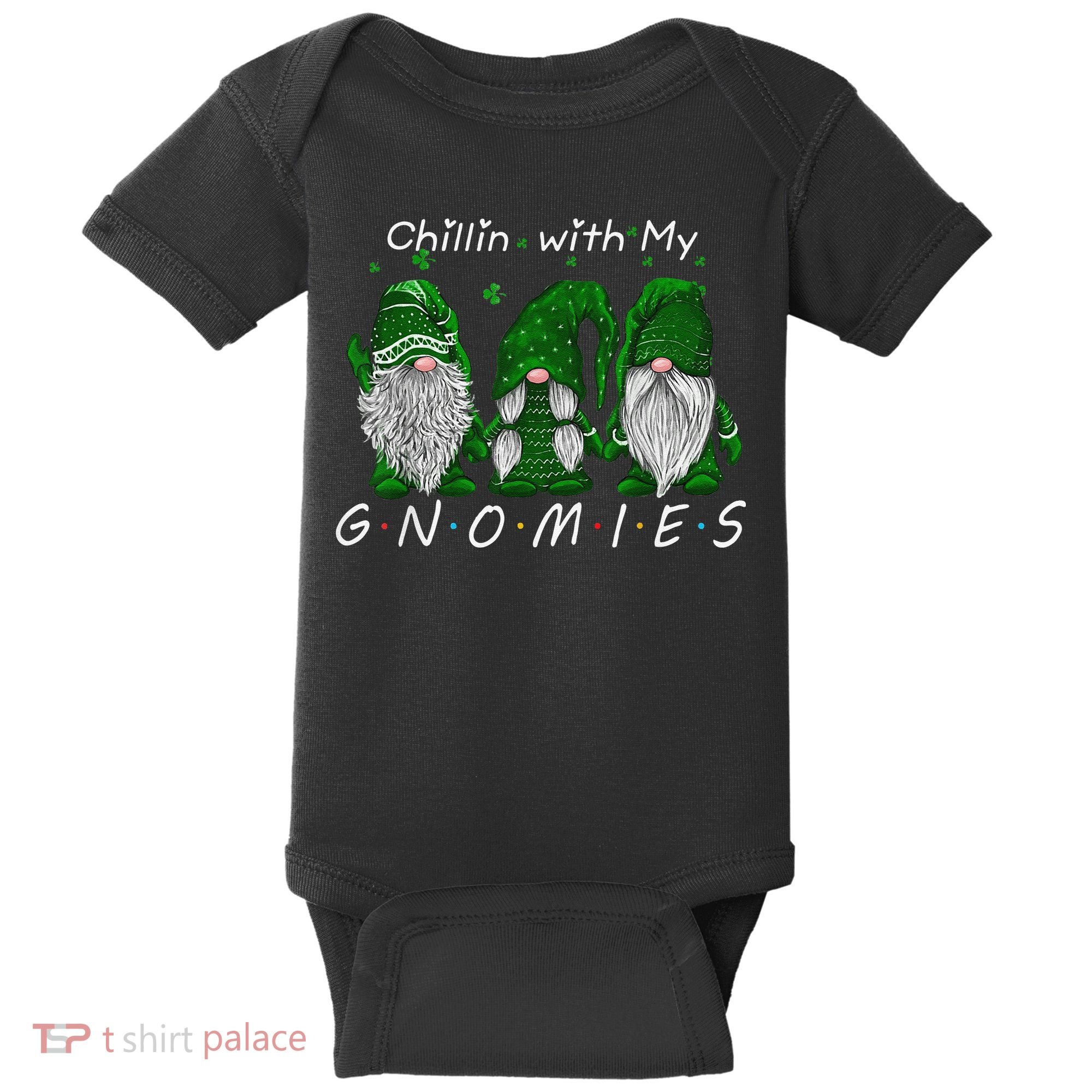 Chillin With My Gnomies St Patricks Day Gnome Irish Shamrock Baby Bodysuit