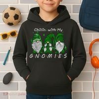 Chillin With My Gnomies St Patricks Day Gnome Irish Shamrock Kids Hoodie thumb 2