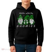 Chillin With My Gnomies St Patricks Day Gnome Irish Shamrock Kids Hoodie thumb 4