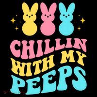 Chillin With My Peeps Cute Easter Button thumb 1