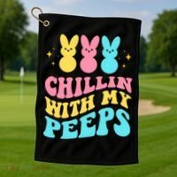Chillin With My Peeps Cute Easter Golf Towel thumb 1