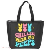 Chillin With My Peeps Cute Easter Tote Bag thumb 0
