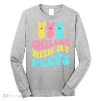 Chillin With My Peeps Cute Easter Long Sleeve Shirt thumb 0