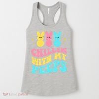 Chillin With My Peeps Cute Easter Women's Tank Top thumb 0