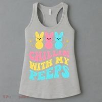 Chillin With My Peeps Cute Easter Women's Tank Top thumb 3