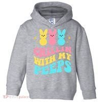 Chillin With My Peeps Cute Easter Toddler Hoodie thumb 0
