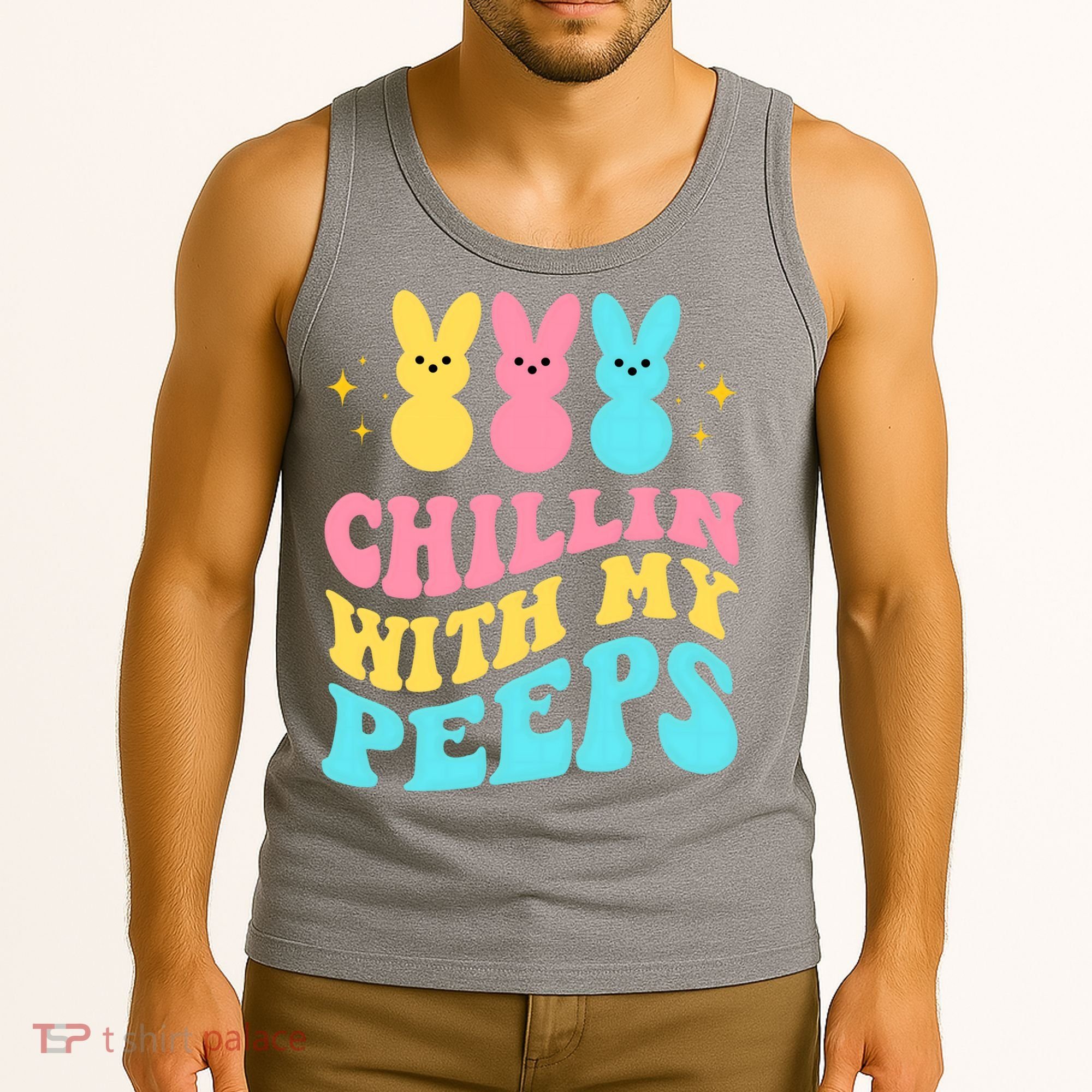 Chillin With My Peeps Cute Easter Tank Top