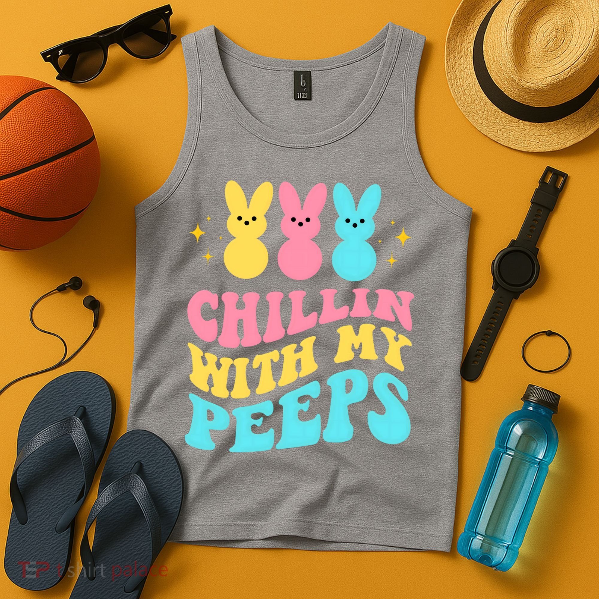 Chillin With My Peeps Cute Easter Tank Top