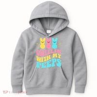 Chillin With My Peeps Cute Easter Kids Hoodie thumb 0