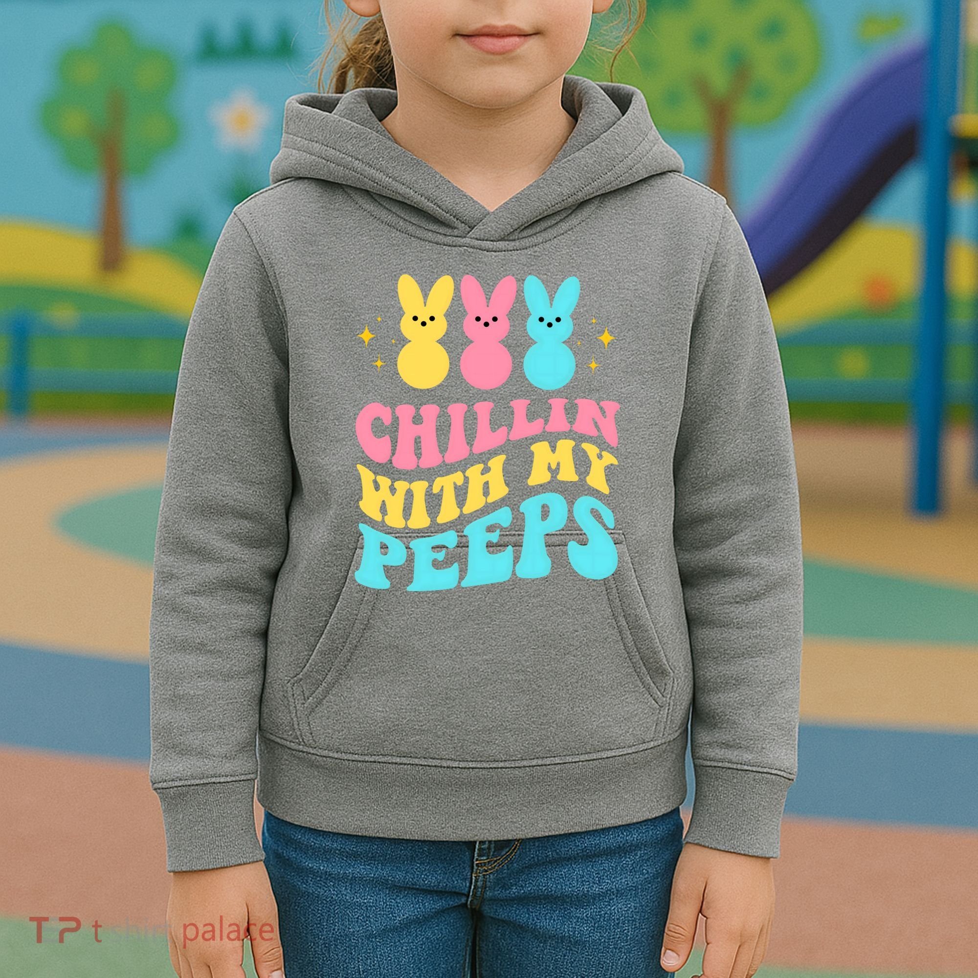 Chillin With My Peeps Cute Easter Kids Hoodie