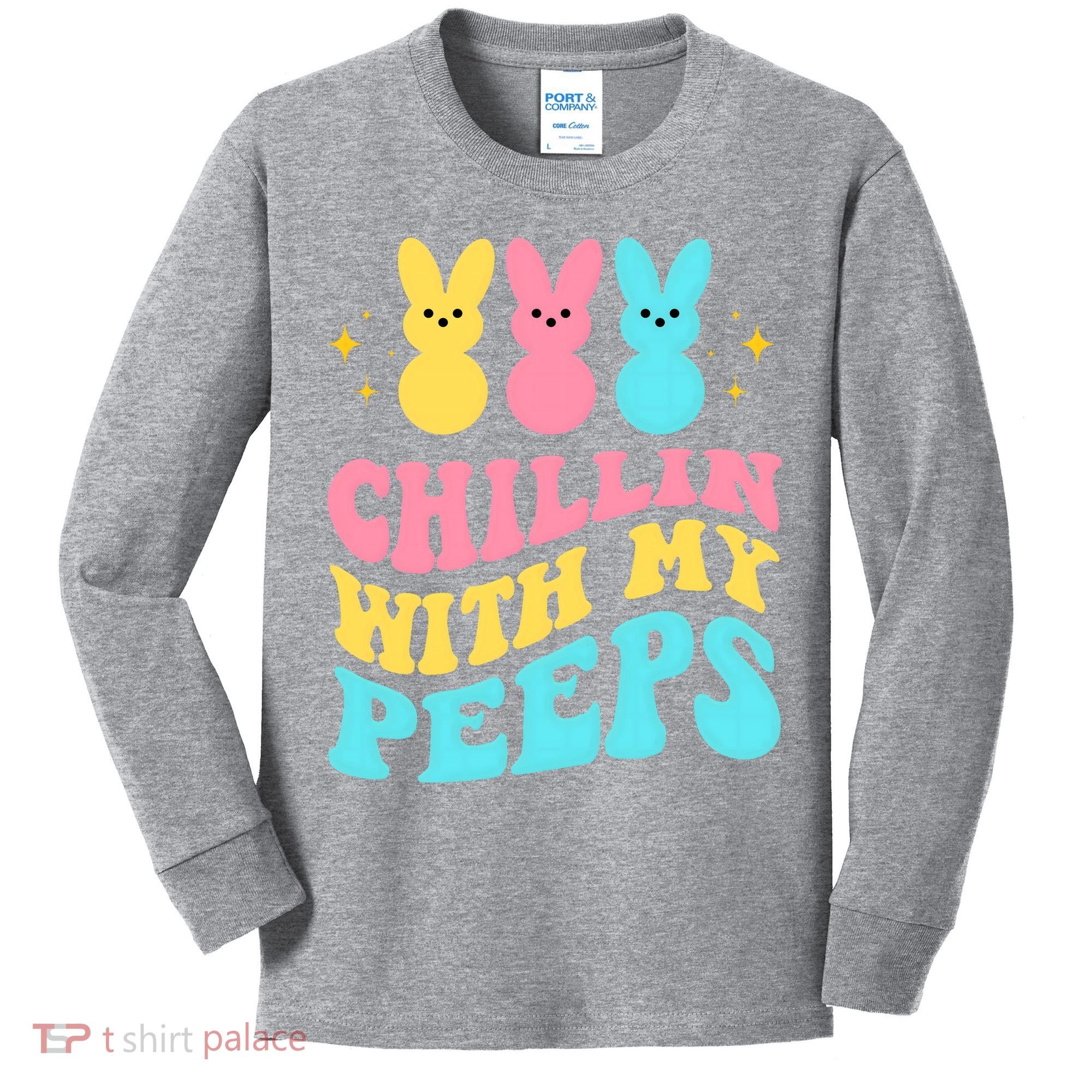 Chillin With My Peeps Cute Easter Kids Long Sleeve Shirt
