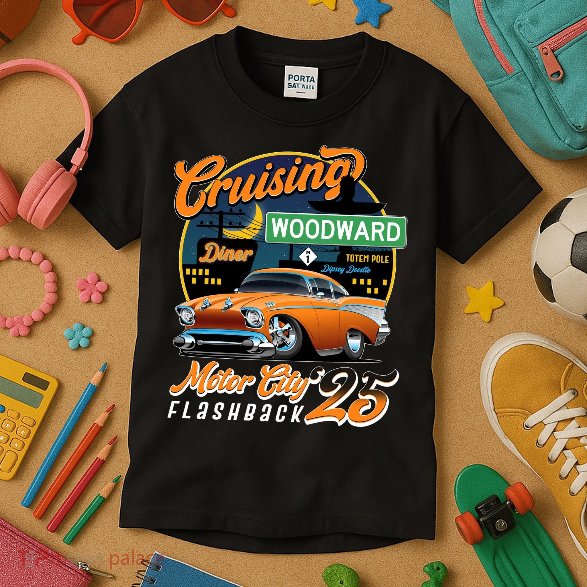 Cruising Woodward Motor City Flashback 2025 Kids T-Shirt