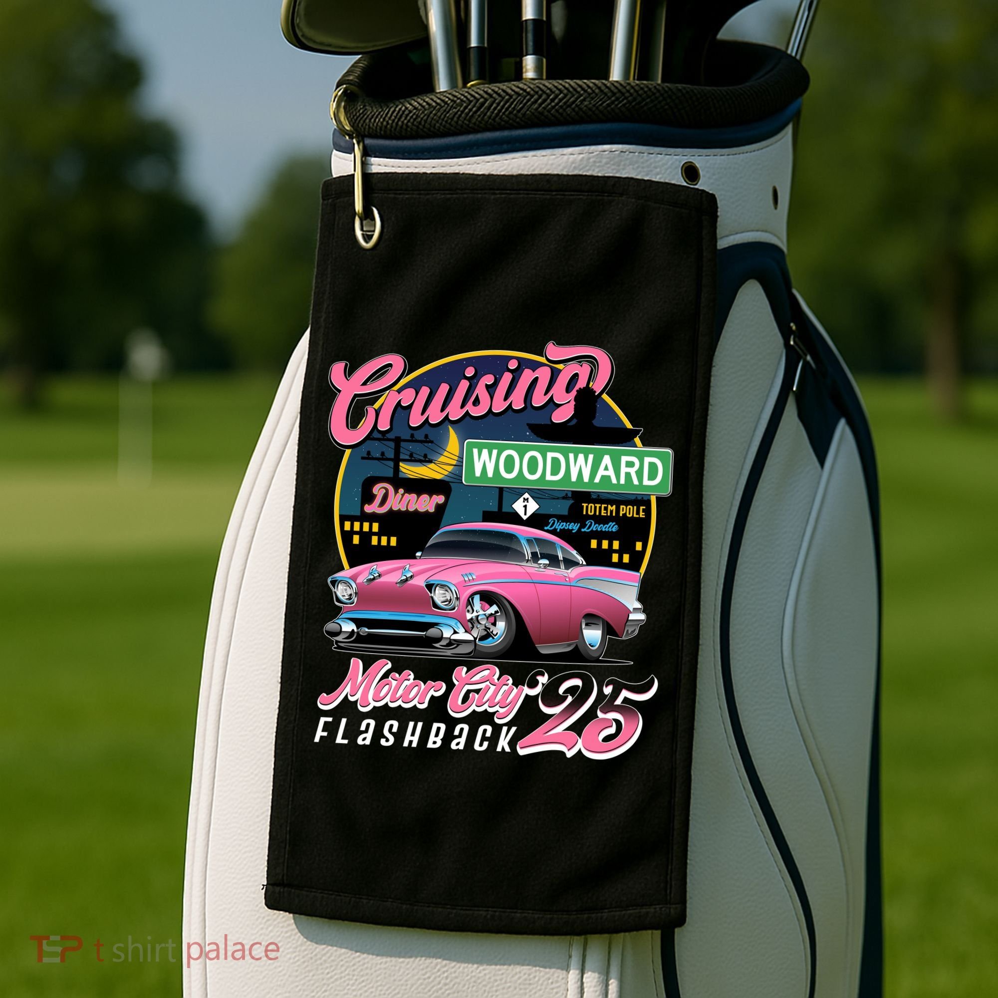 Cruising Woodward Motor City Flashback 2025 Golf Towel