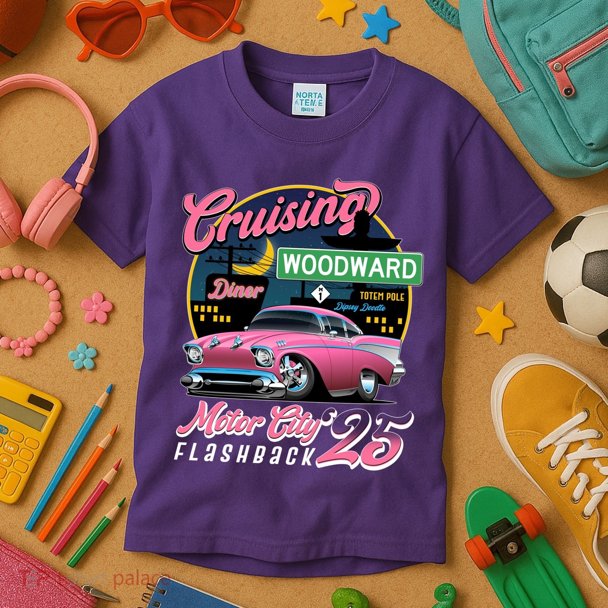 Cruising Woodward Motor City Flashback 2025 Kids T-Shirt