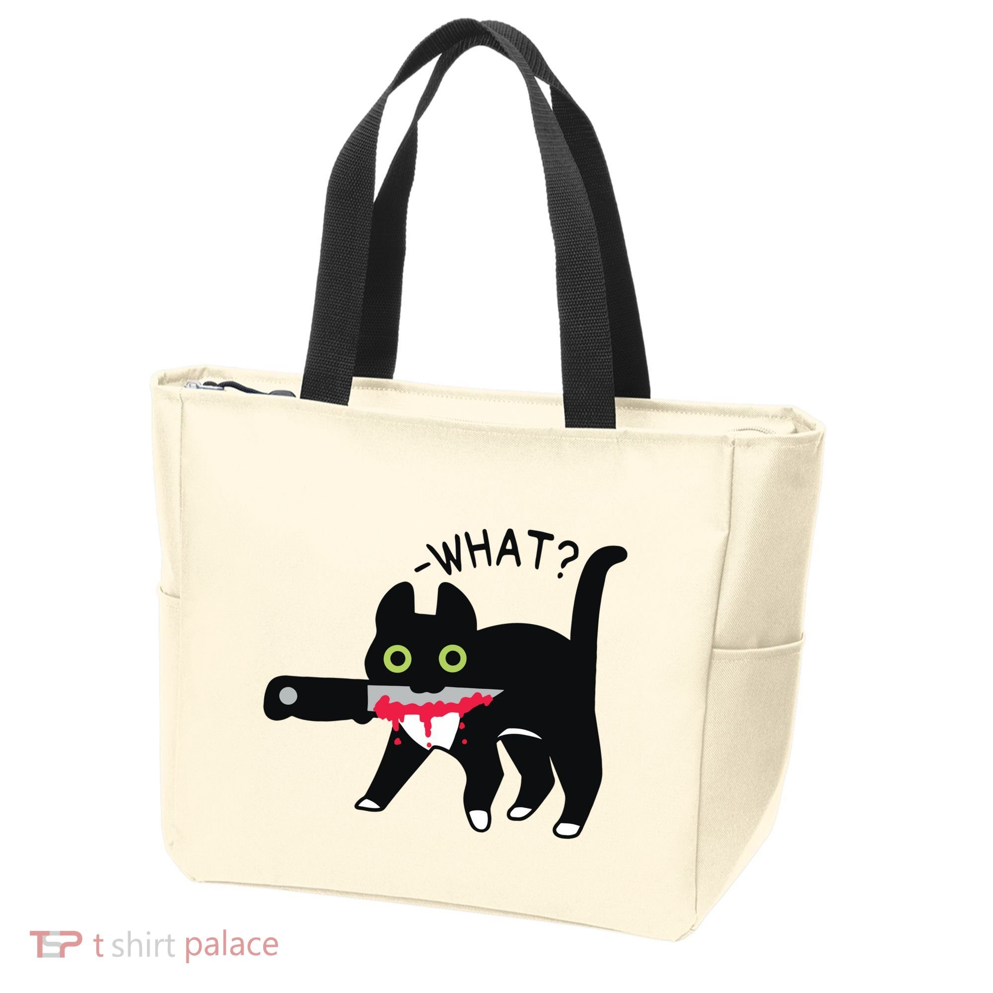 Cat What Murderous Tuxedo Cat With Knife Halloween Costume Tote Bag