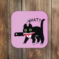 Cat What Murderous Tuxedo Cat With Knife Halloween Costume Coaster thumb 0