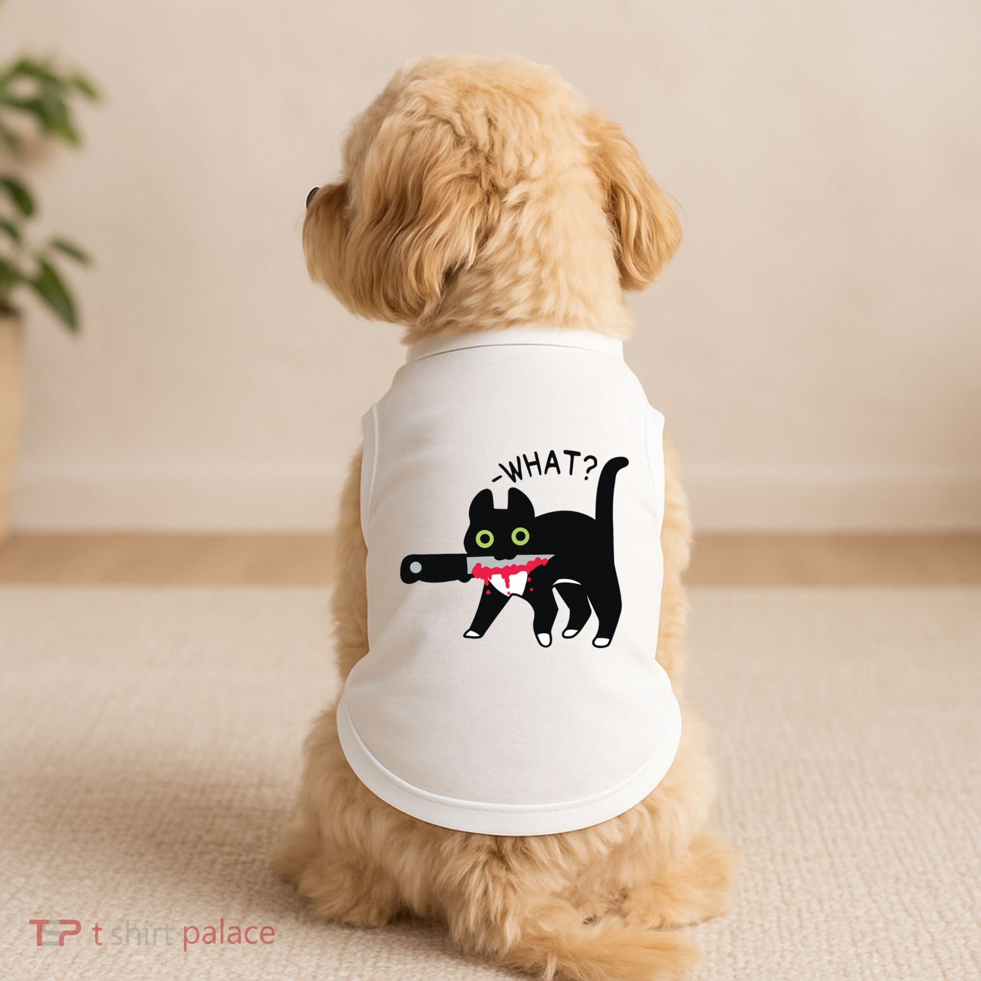 Cat What Murderous Tuxedo Cat With Knife Halloween Costume Doggie Tank