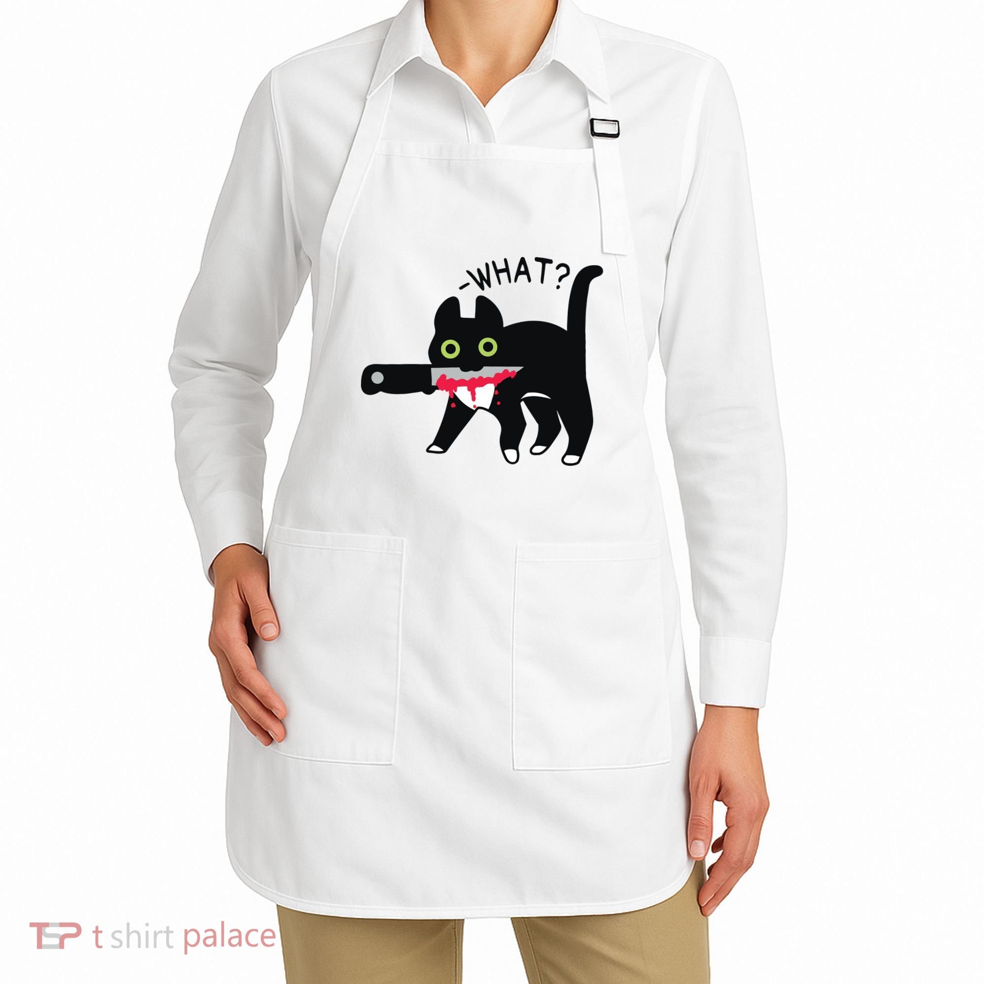 Cat What Murderous Tuxedo Cat With Knife Halloween Costume Apron