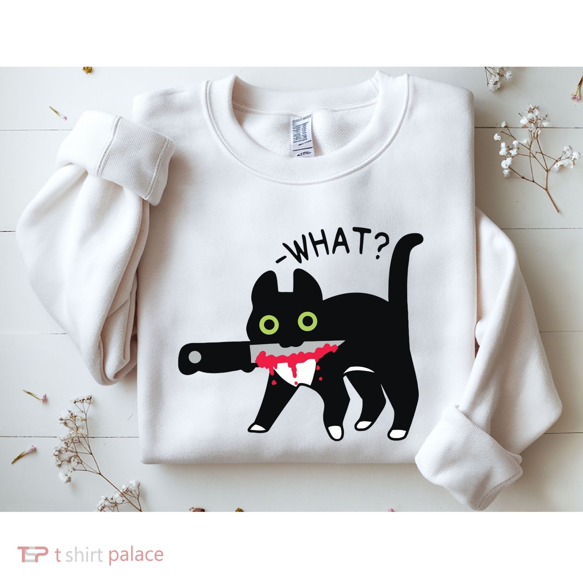 Cat What Murderous Tuxedo Cat With Knife Halloween Costume Sweatshirt