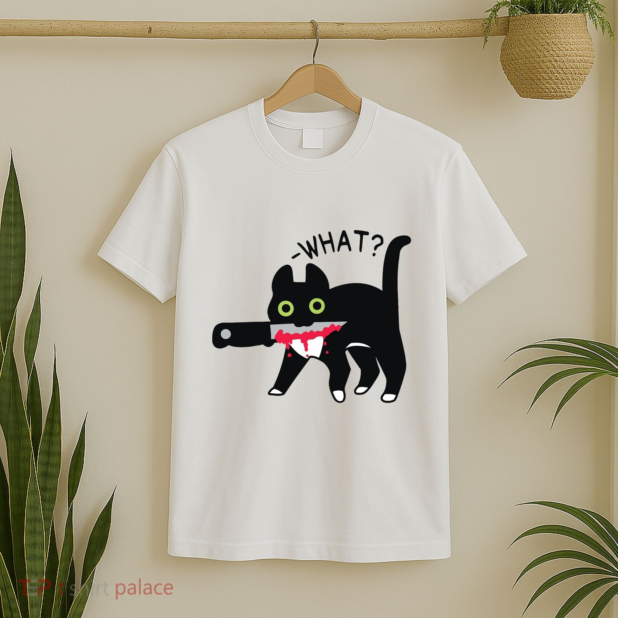 Cat What Murderous Tuxedo Cat With Knife Halloween Costume T-Shirt